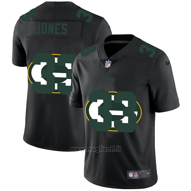 Maglia NFL Limited Green Bay Packers Jones Logo Dual Overlap Nero